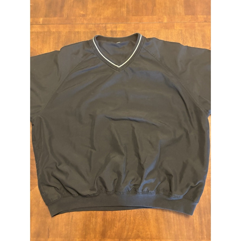 ProTour Performance Golf Pullover Black V-Neck Windbreaker Lightweight Mens L
